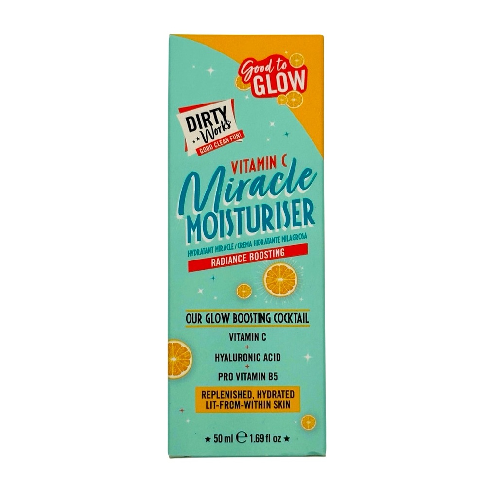 DIRTY WORKS Vitamin C Miracle Moisturiser Hydrating Face Cream, Glow Boosting